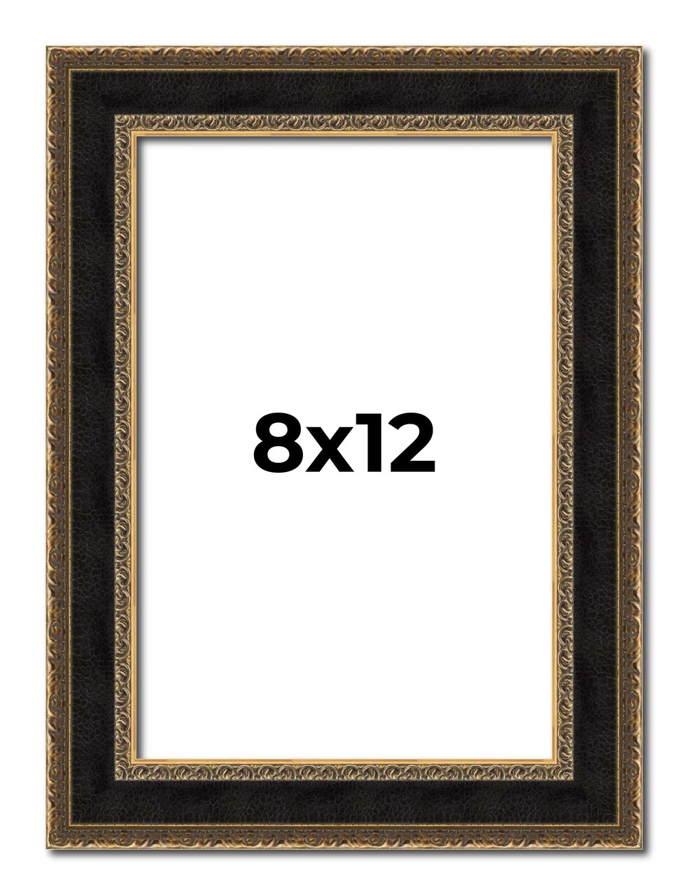 8x12 Ornate Brown Picture Frame - UV Acrylic, Foam Board Backing, Hanging Hardware